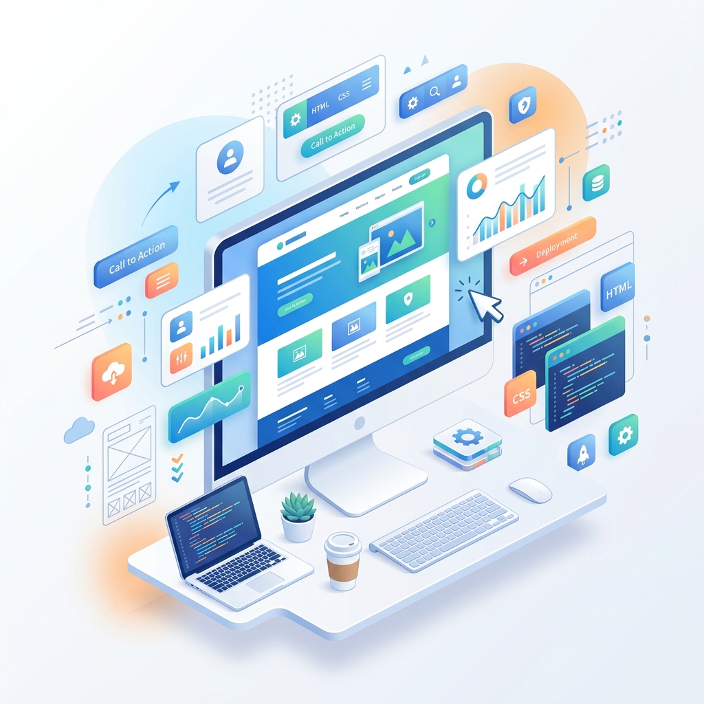 Ilustrasi layanan pembuatan website profesional